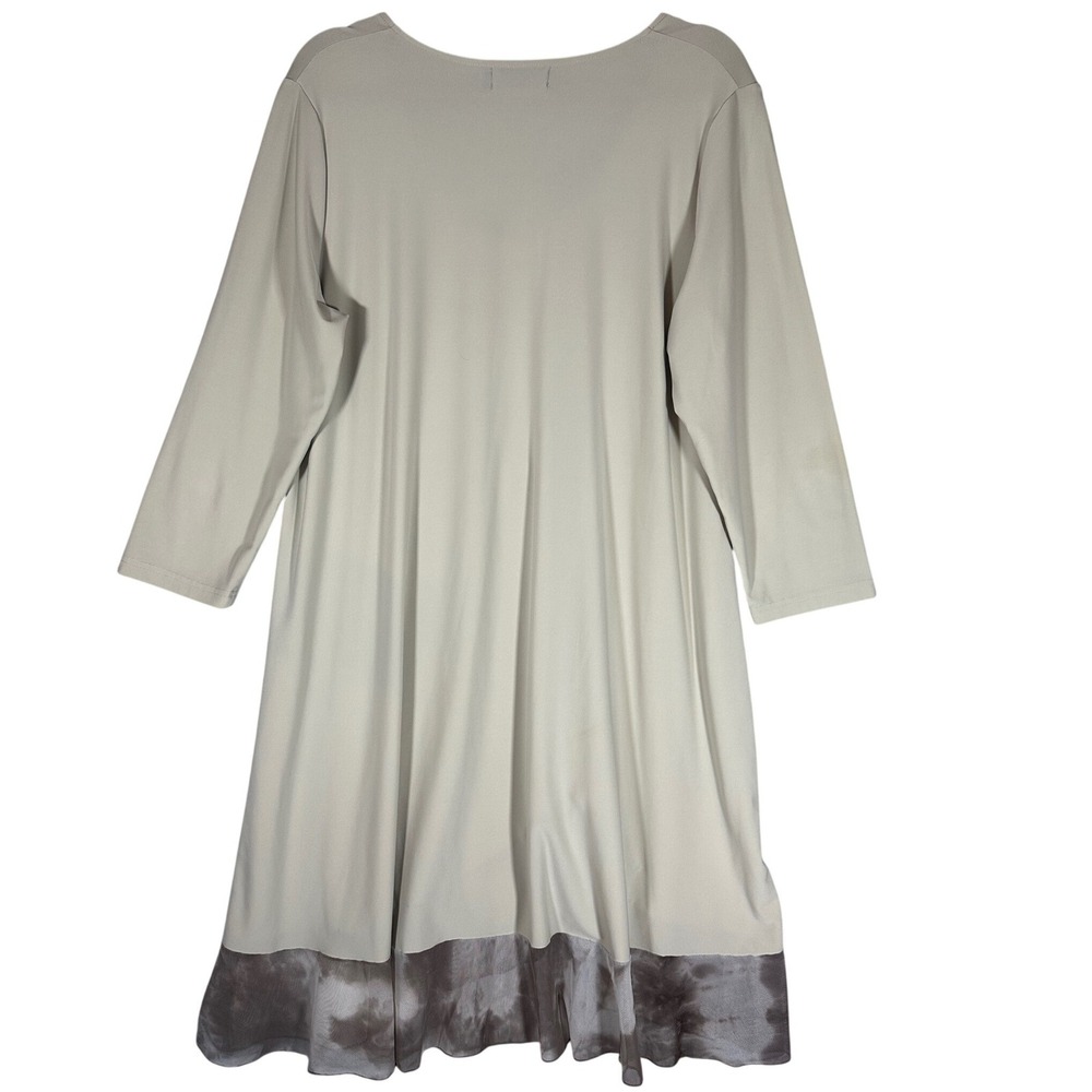 Sympli Tunic Dress Sz 16 Layered Mesh Tie Dye Hem Asymmetric Neutral Taupe Artsy - Picture 2 of 11